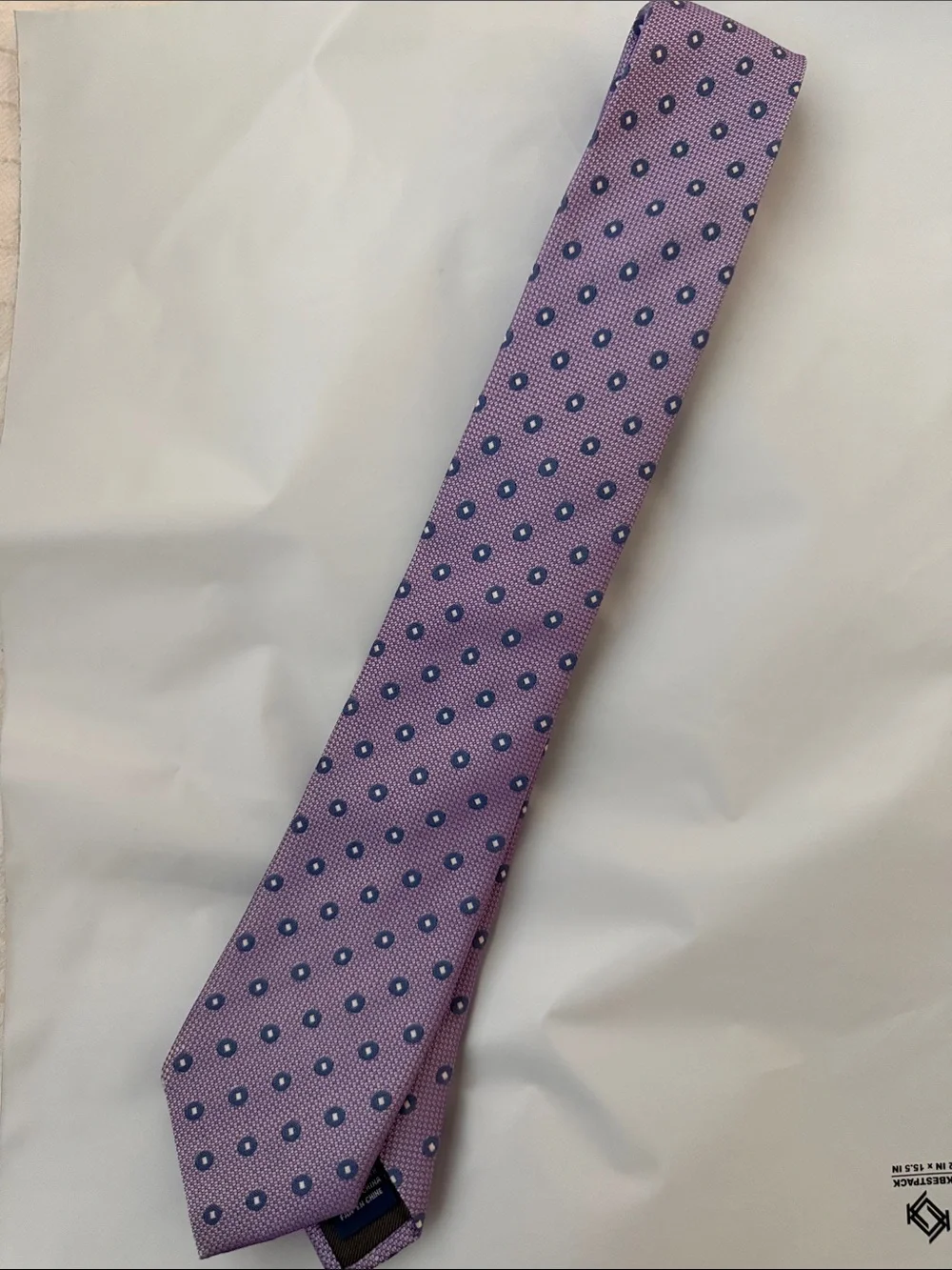 Vince Camuto Men's Slim Necktie Purple, Gray, Blue Dots 70% Silk